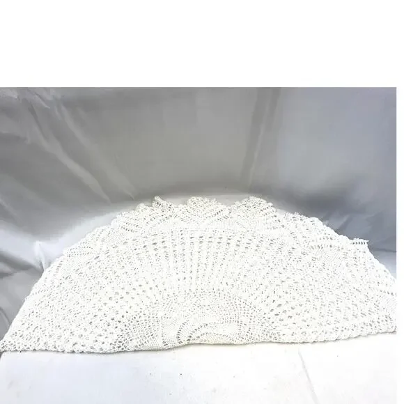 26" Crochet doilie doliy white round lace country core table decor - Picture 3 of 5